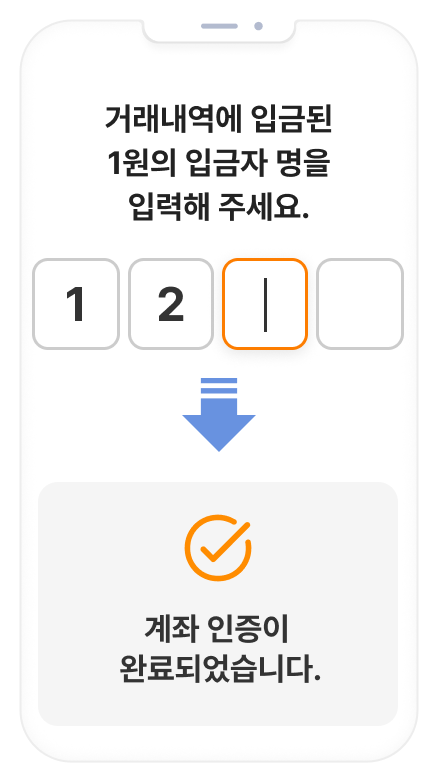 인증코드 입력 완료 화면
